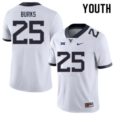 Youth West Virginia Mountaineers NCAA #25 Aubrey Burks White Authentic Nike Stitched College Football Jersey OA15E88AC